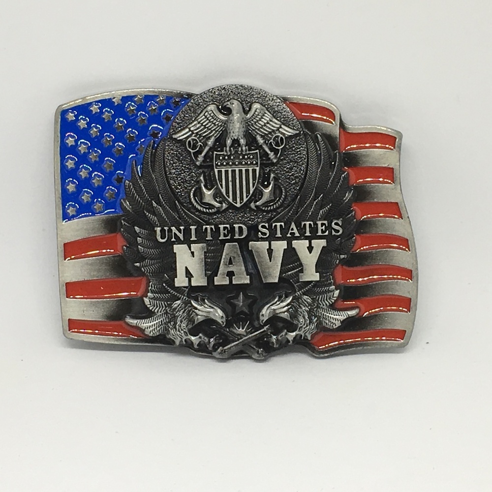 United States Navy American Flag Belt Buckle